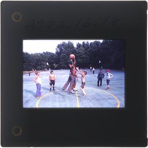 Campers playing basketball at Horizons For Youth Kiddie Kamp