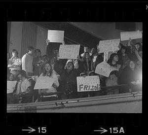 Pro- and anti-Frisoli factions at school funding rally, Boston