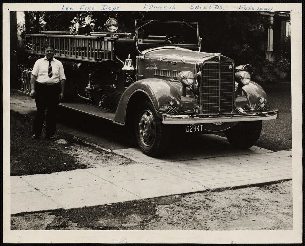 Francis Shields with Lee fire truck