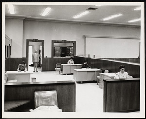 Interior of bank, Lee Savings Bank