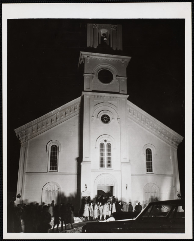 Congregational Church night photo of a service