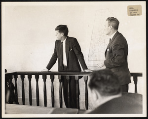 Sen. John F. Kennedy in the Lee Court Room with County Commissioner James J. Bowes of North Adams