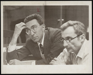 David Bravo (left), Henry Donohue (right) at a town meeting