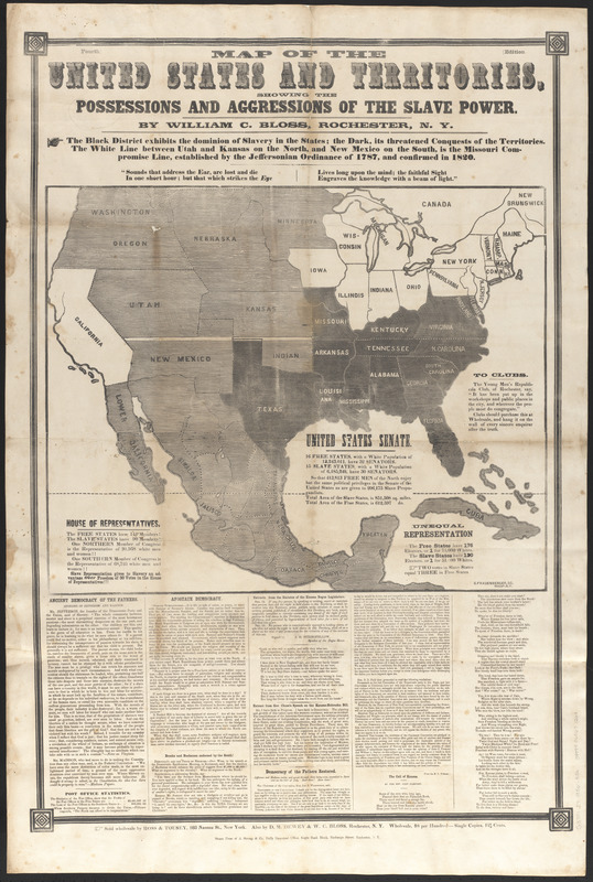 Map of the United States and territories, showing the possessions and aggressions of the slave power