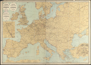 Eisenbahn, post und dampfschiffskarte von Europa