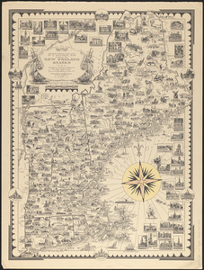 Limited edition, 500 only of a pictorial map covering the New England States U.S.A