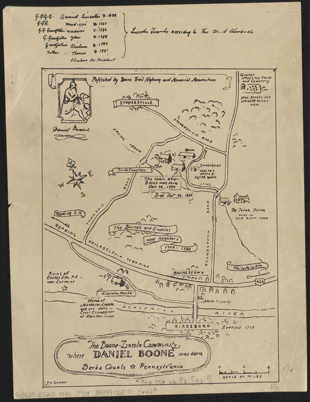 The Boone-Lincoln community where Daniel Boone was born, Berks County, Pennsylvania