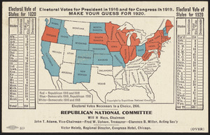 Electoral votes for President in 1916 and for Congress in 1918