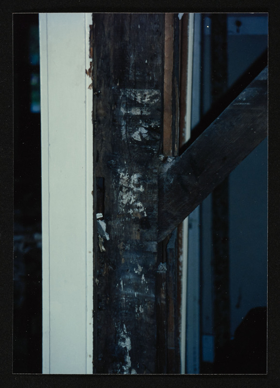 View of charcoaled wood of old Hamilton Post Office