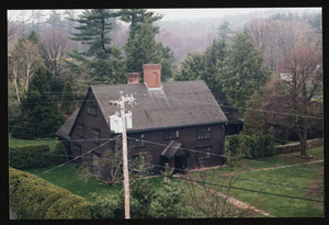 George Brown house, 638 Bay Road, taken from north face of town clock in Congo. Church steeple