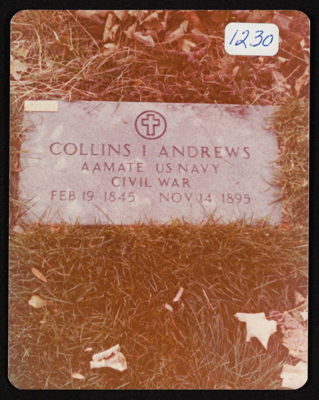 Collins Ingalls Andrews, father of Bernice J. Andrews, grave in Evergreens Cemetery, Brooklyn, N.Y, U.S. foot marker
