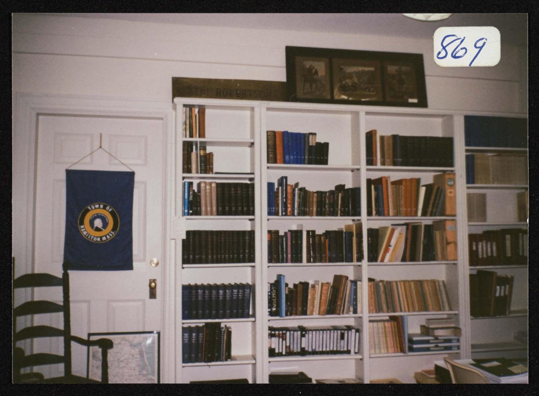 Picture taken at Historical Society Room showing books, scrapbook collections