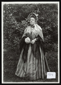Woman dressed in circa 1870 costume for July 4, 1910, parade, Asbury Grove, So. Hamilton, Mass