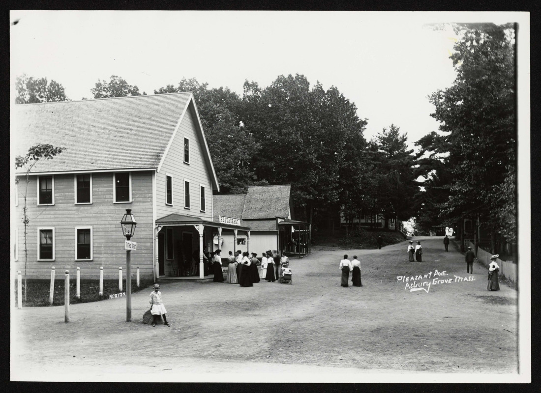 View looking east up Pleasant Ave. showing hotel, restaurant, and store in Asbury Grove, So