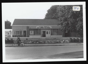 Bay Rd. cleaners, Bay Road, Depot Square, Edward Pulsifer Jr. on bicycle