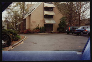 1990's building by Donald Frees, architect for an office, later contained other businesses, corner of Bridge St. and Bay Rd.