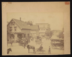 The Centennial Parade, June 21, 1893, view from upstairs in R.R. station of Depot Square and R.R. Ave.