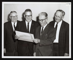 Selectmen and Town Clerk discussing 175th Anniversary Plans, 1968