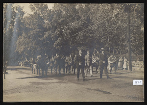 Memorial Day parade, selectman leading, Bay Road, Hamilton, across from town hall, circa 1938