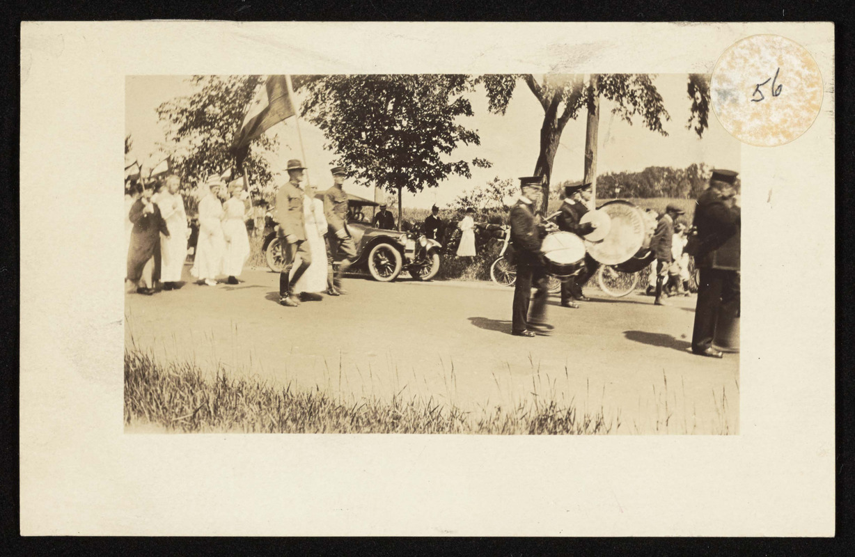 July 4th 1918, parade on Bay Road, opposite Myopia Polo Field