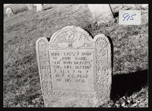 Here lies the body of John Dane Senior who departed this life, December the 23, 1707, in the 65 year of his age