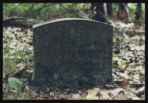 Sarah Younger, wife of John Younger, died November 6, 1855, age 72 yr. and 3 mos., of small pox, buried in the woods