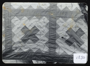 Patchwork quilt made by Ladies Aid Society of Hamilton Congo Church, inscribed by Otis Brown