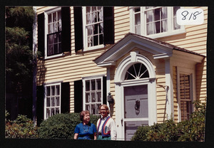 Hattie Wilson and Eleanor McKey, 1989, August at south door of M. Cutler house