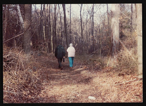 Al Dodge, Blanche Day, on the Gail Hamilton Trail, on or near the former Bavard Tuckerman property, Hamilton, Mass.