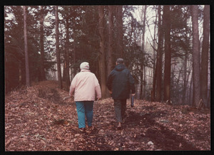 Blanche Day, Al Dodge, on the Gail Hamilton Trail, on or near the old Bavard Tuckerman land, Hamilton, Mass.