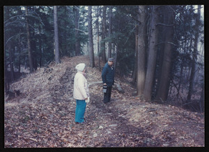 Al Dodge, Blanche Day, on the Gail Hamilton Trail, on or near the former Bavard Tuckerman land Hamilton, Mass.