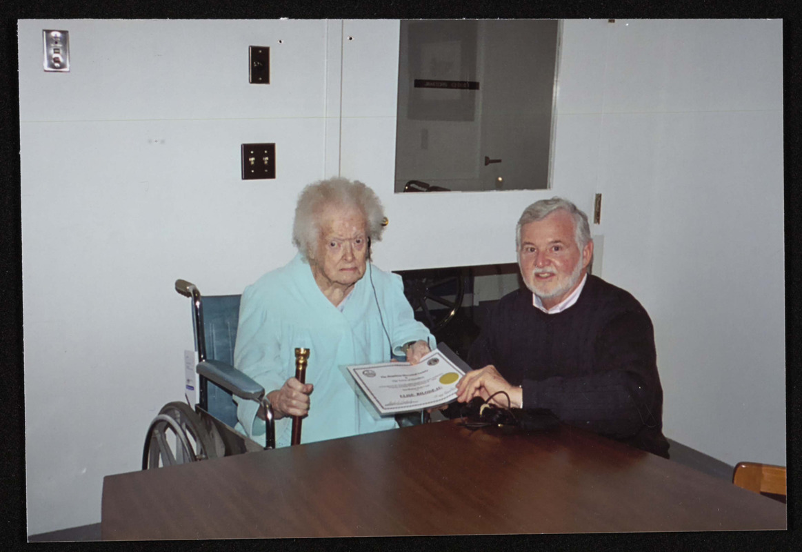 Elise Bilodeau, 102 years old, presented the Boston Post cane