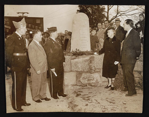 Left to right, unknown, Lawrence Stone, Lawrence Lamson, Beatrice Patton, French Consul