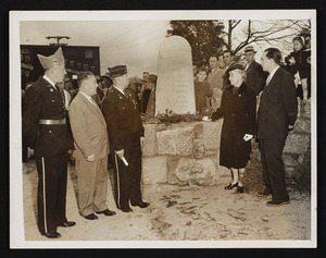 Left to right, unknown, Lawrence Stone, Lawrence Lamson, Beatrice Patton, French Consul