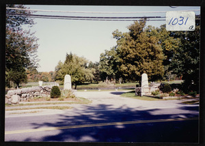 Patton Park, entrance on Bay Road, French memorial road markers
