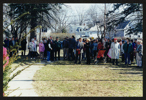 Crowd at opening of time capsule, March 8, 2000