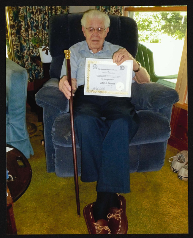 Albert D. Coonrod, dob July 27, 1916, presented Boston Post Cane, August 23, 2011, at age 95