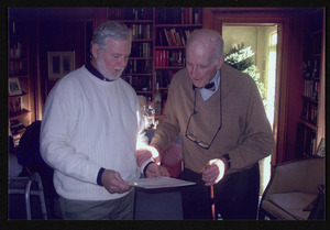 Hamilton Historical Society President, Arthur Crosbie, presenting the Boston Post Cane to John Lawrence Sr., December 2004