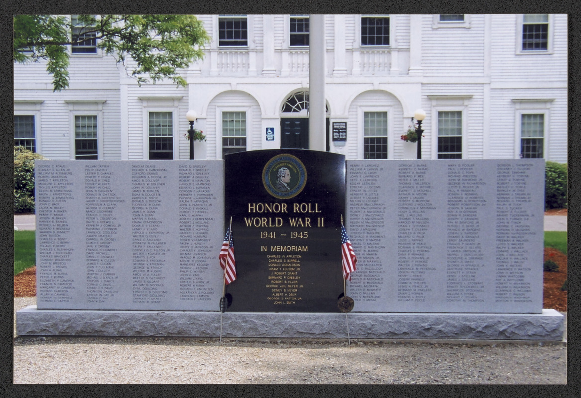 Hamilton Town Hall, World War II Honor Roll Memorial