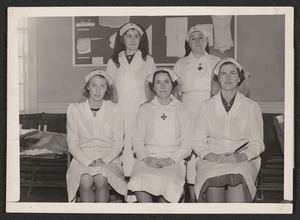 Front row, Mrs. Lawrence Coolidge, Mrs. John Nightingale, Mrs. Oliver Wolcott, back row, Mrs. Frederick Winant, Mrs. Lydia George H. Haraden Sr.