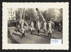 Covered wagon departure, detail from post 194 A.L. leading the way past 610 Bay Road