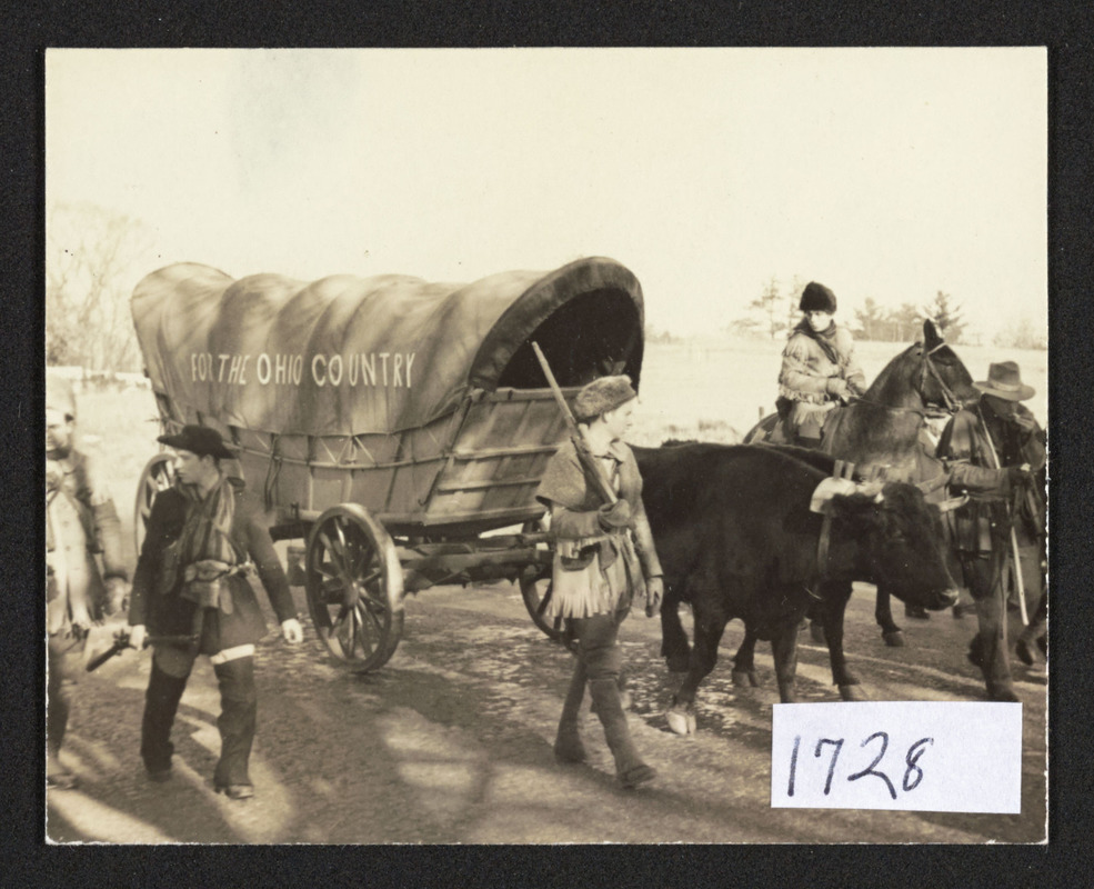 Cov. wag. dep., on to Ohio, oxen and wagon passing 610 Bay Road