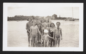 Hamilton Girl Scout Troop 1, at the beach, 1942