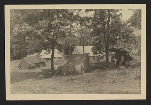 Tent camping at Camp Manzer on the Ipswich River, Hamilton Girl Scout Troop 1, 1939