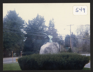 Soldiers Monument near Manasseh Cutler Church, Bay Rd. Hamilton, May 1987, bus tour