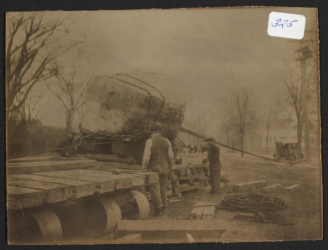 Moving boulder for Soldier's Monument