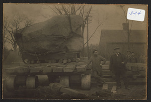 Moving boulder for Soldier's Monument