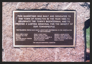 Plaque at bandstand