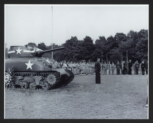 General Bruce C Clarke, speaker, Patton Park, 1947