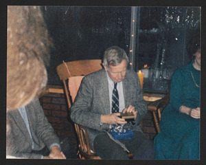 1976-1979 President of Hamilton Historical Society, Dean Roberts at Kim Rogers house, Amesbury, Mass, c. 1986